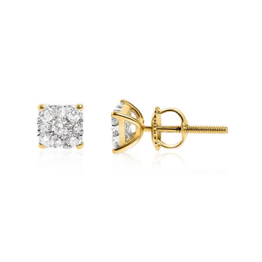 yellow 14K YELLOW SOLID GOLD DIAMOND STUD EARRINGS 0.35 CTW